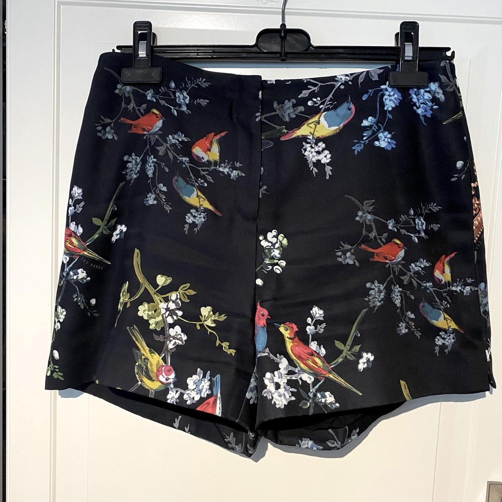 Ted Baker Black Floral Bird Print Women Shorts